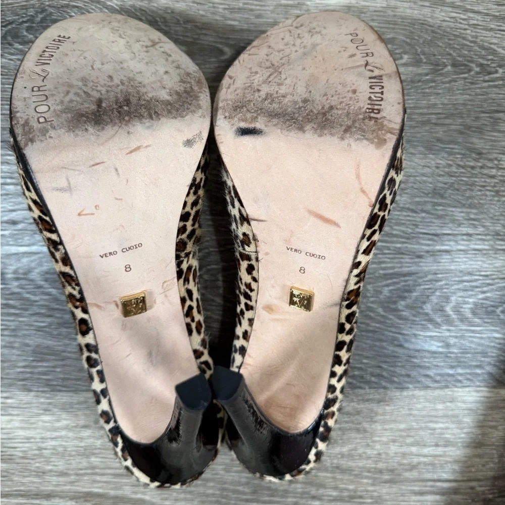 Pour La Victoire Shoes Women sz8 Cheetah Print‎ Fur Vero Cuoio Leather 5